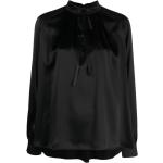 Blusas negras de seda de manga larga rebajadas manga larga con cuello alto MAX MARA con lazo talla XL para mujer 