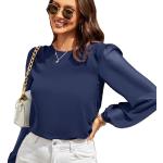 Blusas azul marino de gasa de manga larga rebajadas de verano manga larga con cuello redondo informales talla M para mujer 