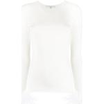 Blusas blancas de viscosa de manga larga manga larga con cuello barco para mujer 