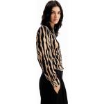 Blusas marrones de manga larga manga larga con cuello redondo zebra Desigual talla S para mujer 