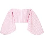 Blusas rosas de seda de manga larga rebajadas manga larga sin hombros con rayas talla 3XL para mujer 