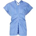 Blusas estampadas azules de algodón manga corta con rayas talla L para mujer 