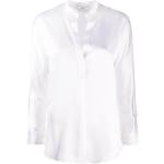 Blusas blancas de seda de manga larga manga larga con cuello redondo VINCE para mujer 