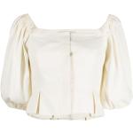 Blusas blancas de poliester de manga corta rebajadas manga corta con escote cuadrado talla XS para mujer 