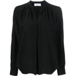 Blusas negras de seda de manga larga manga larga talla 3XL para mujer 