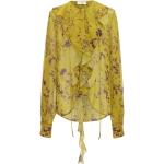 Blusas amarillas de seda de manga larga manga larga con cuello redondo de carácter romántico floreadas Victoria Beckham con volantes con motivo de flores talla XL para mujer 