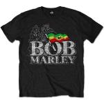 Bob Marley Camiseta de manga corta Distressed Logo Black M