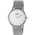 Relojes blancos de acero inoxidable de pulsera Cuarzo caja de acero inoxidable analógicos con correa de titanio Boccia para mujer 