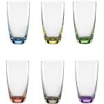 Vasos multicolor de vidrio de agua de 350 ml aptos para lavavajillas BOHEMIA CRISTAL en pack de 6 piezas para 6 personas 