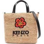 Bolsos beige de paja de moda con logo KENZO Flower para mujer 