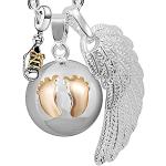 BOLA Collar de embarazo colgante campana Harmony Ball"Llamador de ángeles" Joya musical para embarazadas de maternidad con cadena de alas de ángel y bola (114 CM, BABY)