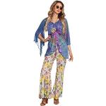 Disfraces azules de poliester de hippie hippie floreados Boland talla XL para mujer 