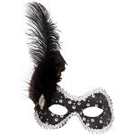 Boland-BOL00294 guerrero Venezia, Máscara de Carnaval con Lentejuelas y Plumas, color negro, Talla única (Ciao Srl BOL00294)