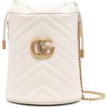 Bolsos saco blancos de piel con logo Gucci Marmont para mujer 