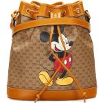 Bolsos al hombro estampados marrones de lona La casa de Mickey Mouse Mickey Mouse con logo Gucci Supreme para mujer 