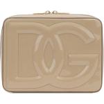Bolsos satchel dorados de charol con logo Dolce & Gabbana para mujer 