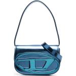 Bolsos azules de piel de moda plegables con logo Diesel para mujer 