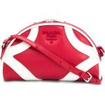 Bolsos satchel rojos de cuero con logo Prada para mujer 