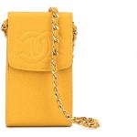Bolsos amarillos de piel de moda con logo chanel para mujer 