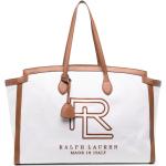 Bolsos al hombro estampados blancos de piel rebajados con logo Ralph Lauren Collection para mujer 