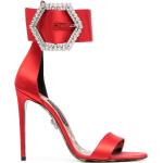 Sandalias rojas de tiras rebajadas con cremallera con logo Philipp Plein talla 40 para mujer 