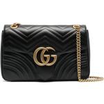 Bolsos medianos negros de piel con logo Gucci Marmont para mujer 