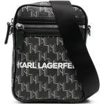 Bolsos al hombro estampados negros de poliuretano con logo Karl Lagerfeld para hombre 