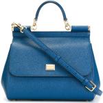 Bolsos medianos azules de piel con logo Dolce & Gabbana para mujer 