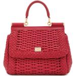 Bolsos rojos de algodón de mano con estampados plegables con logo Dolce & Gabbana para mujer 