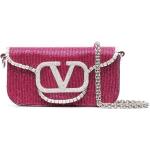 Bolsos rosas de piel de moda plegables Valentino Garavani con lentejuelas para mujer 