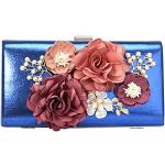 Bolsos clutch azules de tela floreados Santimon con perlas para mujer 