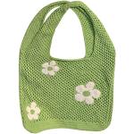 Bolsos hobo verdes floreados con crochet para mujer 