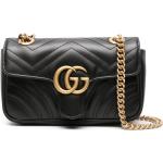 Bolsos negros de piel de moda con logo Gucci Marmont para mujer 