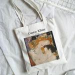 Bolso Gustav Klimt nuevo bolso de compras casual Harajuku bolso de lona de alta capacidad letras artísticas divertidas moda Vintage bolsos de hombro para mujer