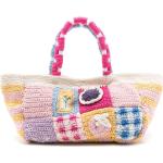 Bolsos patchwork multicolor de algodón rebajados con logo con crochet para mujer 