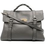 Bolsos satchel grises de piel rebajados plegables con logo Mulberry para mujer 