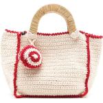 Bolsos rojos de algodón de moda con logo con crochet de materiales sostenibles para mujer 