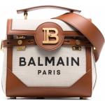 Bolsos marrones de algodón de moda plegables con logo BALMAIN para mujer 