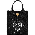 Bolsos negros de algodón de moda con logo Dolce & Gabbana con crochet para mujer 