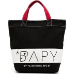 Bolsas negras de algodón de playa con logo BAPE para mujer 