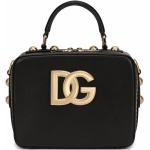 Bolsos negros de piel de moda con logo Dolce & Gabbana con tachuelas para mujer 