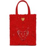 Bolsos rojos de algodón de moda con logo Dolce & Gabbana con crochet para mujer 