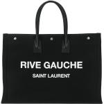 Bolsos negros de algodón de moda con logo Saint Laurent Paris Rive Gauche para hombre 