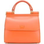 Bolsos medianos naranja de piel plegables con logo Dolce & Gabbana para mujer 