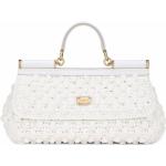 Bolsos medianos blancos de piel con logo Dolce & Gabbana con crochet para mujer 