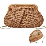 Bolsas beige de paja de playa con crochet para mujer 