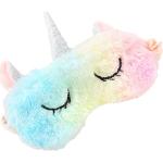 Bonito antifaz de peluche para dormir, con forma de unicornio, con orejas, para la noche, la siesta o viajes, para mujeres y niñas