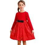 Vestidos rojos de algodón de fiesta infantiles informales de encaje 9 años para niña 