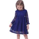 Vestidos azules de algodón de fiesta infantiles informales de encaje 4 años para niña 