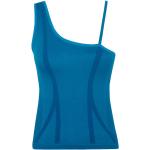 Camisetas deportivas azules de poliamida rebajadas asimétrico talla S de materiales sostenibles para mujer 